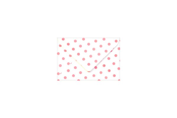 Φάκελος 7,5x11 λείο λευκό φόντο με ροζ πουά