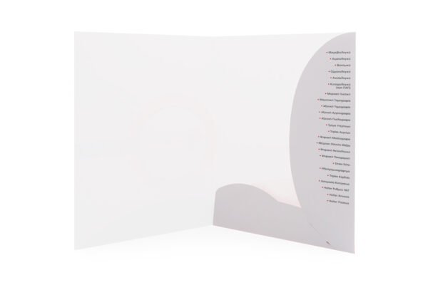 Folder A4 σε χαρτί Velvet 300gram με εκτύπωση μελάνι στην εσωτερική πλευρά