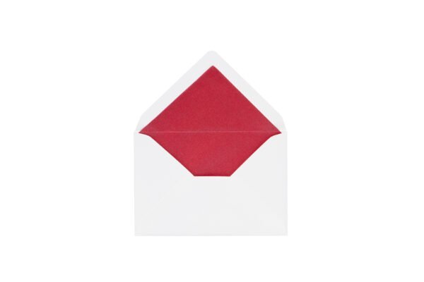 Φάκελος 7,5x11 λευκό γκοφρέ σταυρωτό (οριζόντιες&κάθετες γραμμές) με εσωτερική επένδυση (φόδρα) κόκκινο μεταλλιζέ_κωδικός 00301