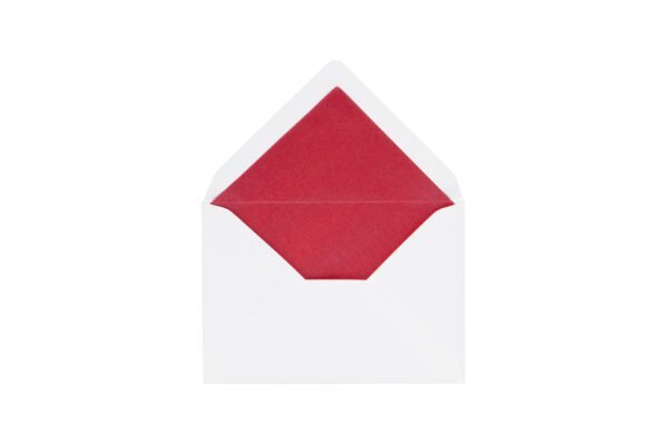 Φάκελος 9,5x13 λευκό γκοφρέ σταυρωτό (οριζόντιες&κάθετες γραμμές) με εσωτερική επένδυση (φόδρα) κόκκινο μεταλλιζέ_κωδικός 00338